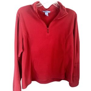 Duluth Trading Co. women's 1/4 zip fleece pullover in red, size L
